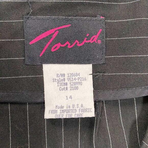 Torrid Black Pinstripe Pencil Midi Skirt with Back Slit & Zip Closure, 14 #303 - Picture 6 of 8